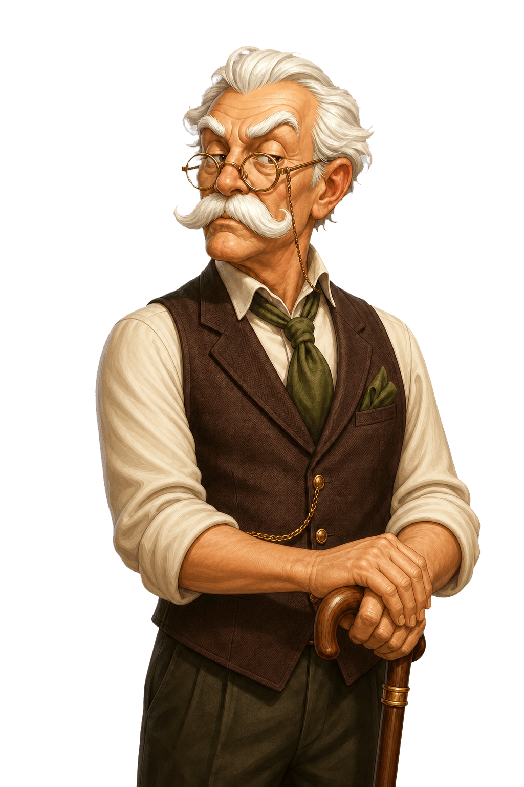 Mr. Luwak, a semi-retired coffee legend, resting on his cane